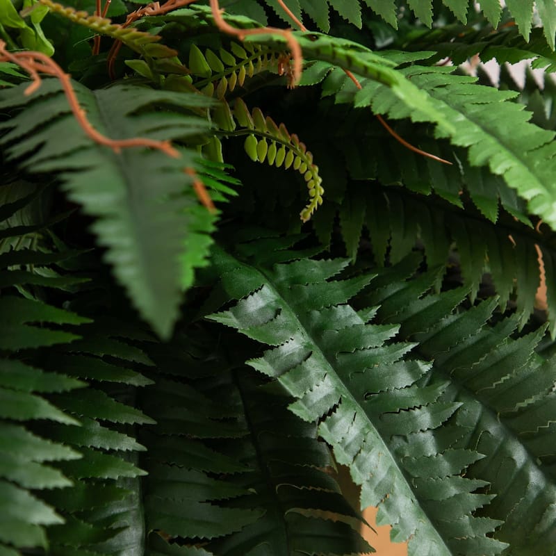 Boston Fern Artificial Plant with Patina Metal Planter - 2.5'