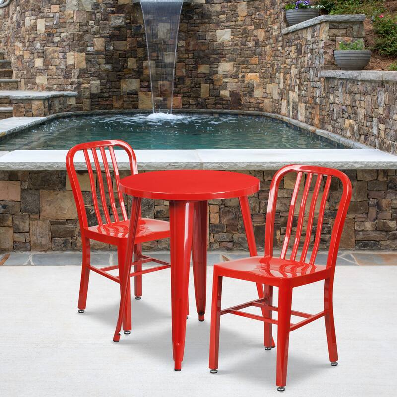 24-inch Round Indoor/ Outdoor 3-piece Metal Table and Chairs Set