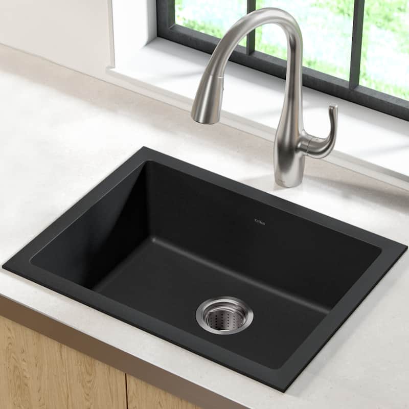 KRAUS Granite 24 inch 1-Bowl Undermount Drop-in Kitchen Sink