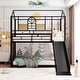 preview thumbnail 1 of 16, House Shape Design Metal Bunk Bed with Roof and Slide for Extra Fun, Sturdy Frame, Black Black