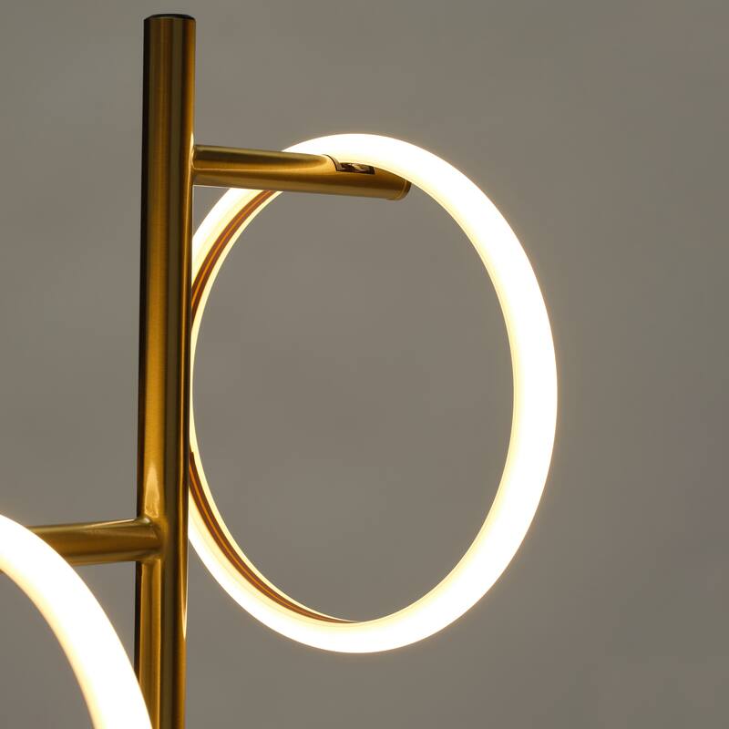 Brightech Saturn 21 in. Antique Brass Industrial Integrated LED Desk Table Lamp with Built-In 3-Way Dimmer