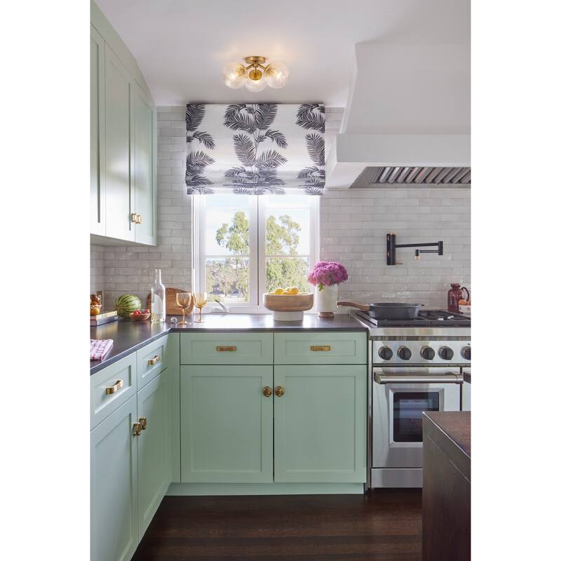 Modern 3-Light Semi Flush Mount With Opal Glass Shade