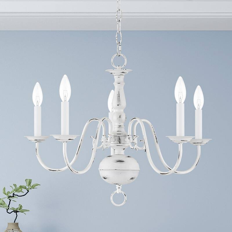 Livex Lighting 5-light Antique White Indoor Chandelier, 5005-60 - 24" DIA X 18" H