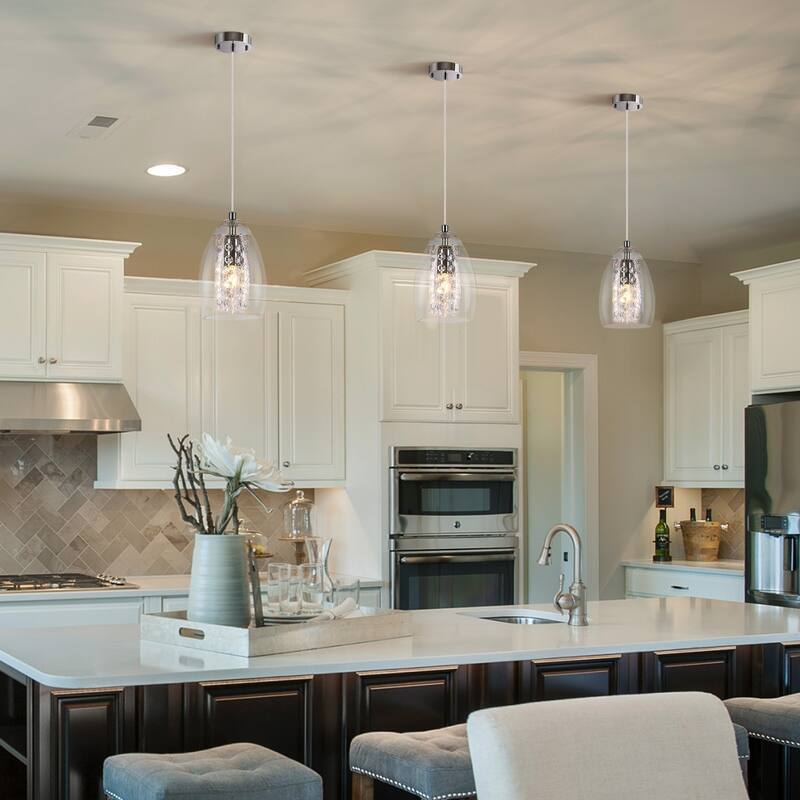 Modern 1/3-Light Linear Clear Glass Island Pendant Light for Dining Room