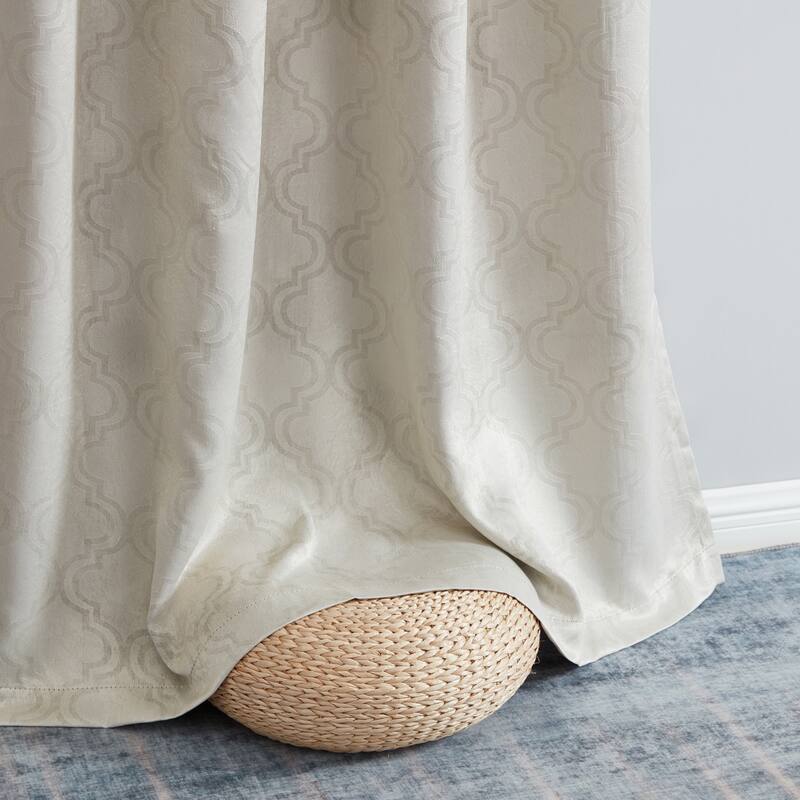 HLC.me Redmont Lattice Thermal Room Darkening Light Blocking Privacy Blackout Grommet Curtain Panels - Set of 2