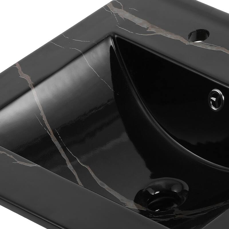 Aubert 3-Hole Classic Contemporary Rectangular Ceramic Single Sink Basin Vanity Top, by JONATHAN Y