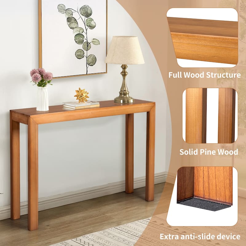 Pinewood Entryway Table Console with Sturdy Surface 220 lbs - 46.1 x 11.8 x 31.9 in
