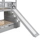 preview thumbnail 11 of 29, House-shaped Roof Frame Bed Window Design House Bunk Bed Twin over Twin with Trundle Bed, Slide and Storage Staircase