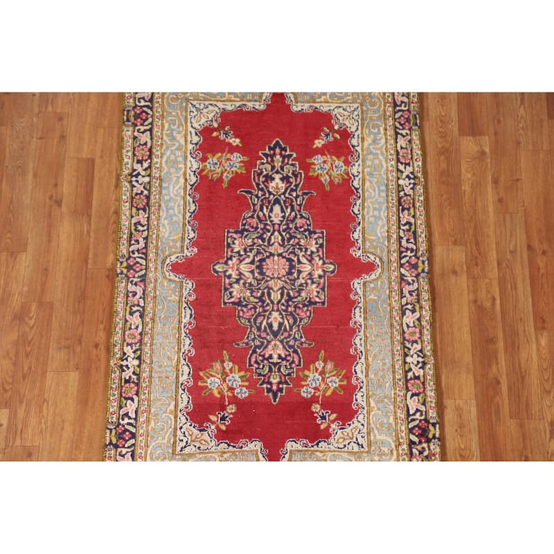 Geometric Kerman Persian Vintage Area Rug Handmade Wool Carpet - 2'10"x 4'7"