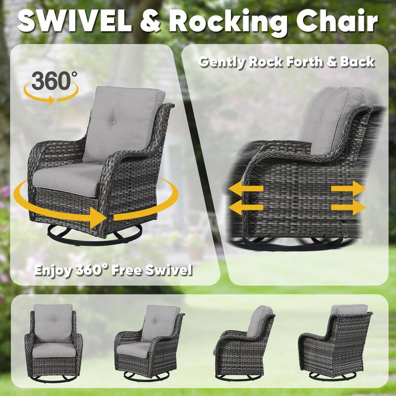 Outdoor Swivel Chairs Patio Rocker Glider Chairs with Coffee Table