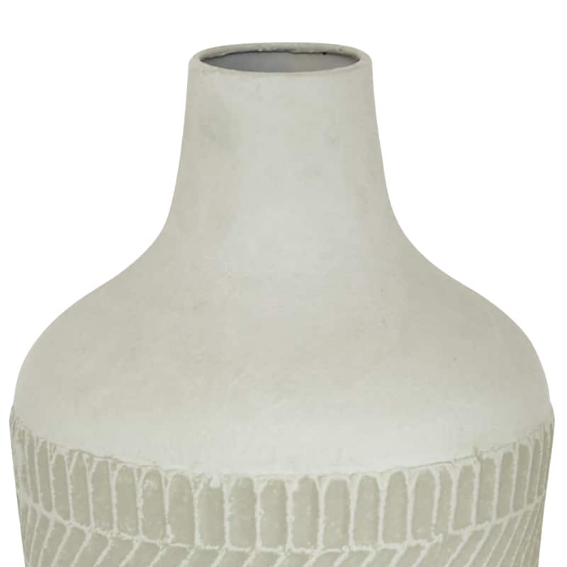 White Metal Textured Decorative Vase - 8 x 8 x 13