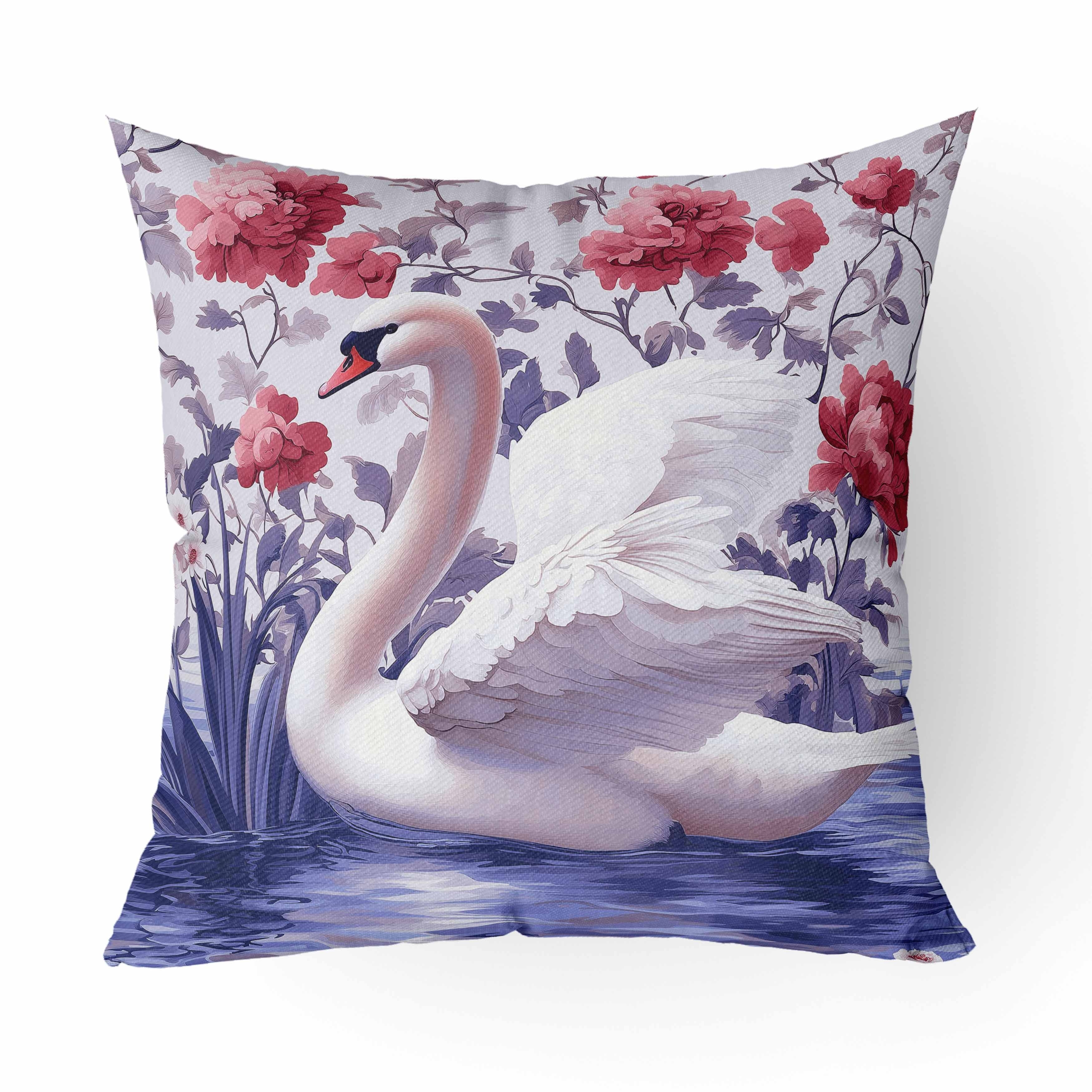 Vintage Swan Lake Indoor/Outdoor Pillow 16x16