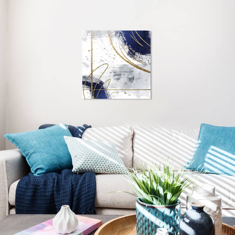 Wynwood Studio Canvas Abstract Royal Blue Eyes White and Dark Blue Modern & Contemporary Wall Art Canvas Print - 20 x 20