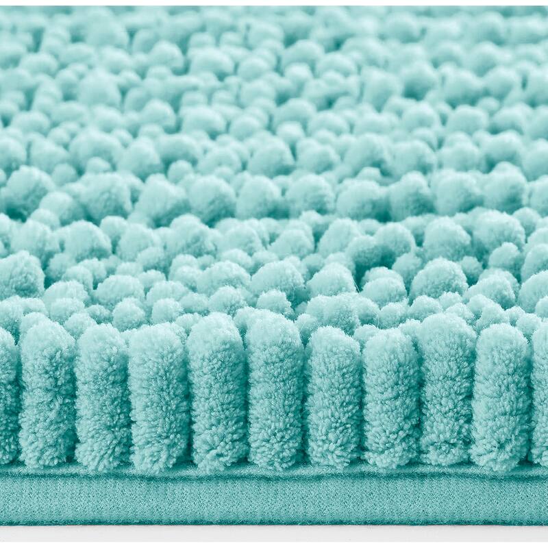 35"x24" - Spa Blue Soft Cozy Plush Chenille Bath Mat Bathroom Rug
