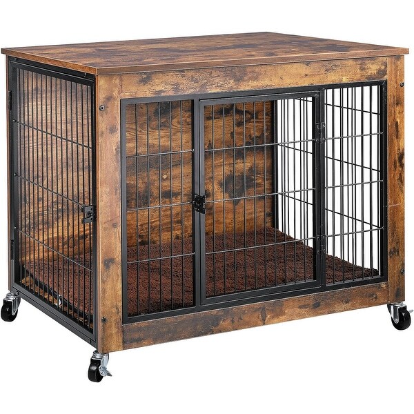 BOSSIN Dog Crate Furniture with Cushion, 32 Inch Double Doors
