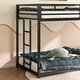preview thumbnail 15 of 23, Twin Over Twin Metal Bunk Bed with Reversible Ladder, Full-Length Guardrails, Sturdy Square Tube Frame