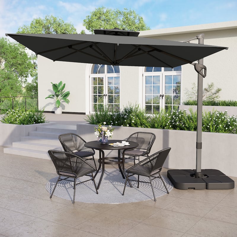 MAISON ARTS 12 FT Automatic Hydraulic Cantilever Umbrella Aluminum Pole 360 Degree Rotation