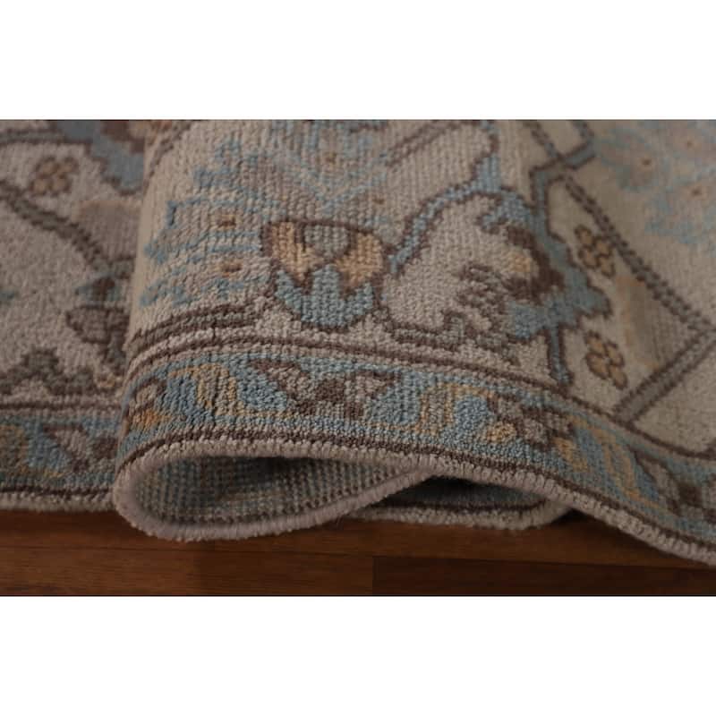 All-Over Ivory Oushak Oriental Area Rug Handmade Wool Carpet - 7'11" x 9'11"