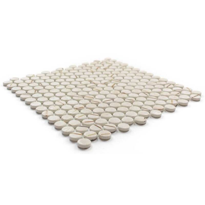 Eterna Penny 12x12 Glass Round Mosaic Tile - Floor, Wall, Backsplash