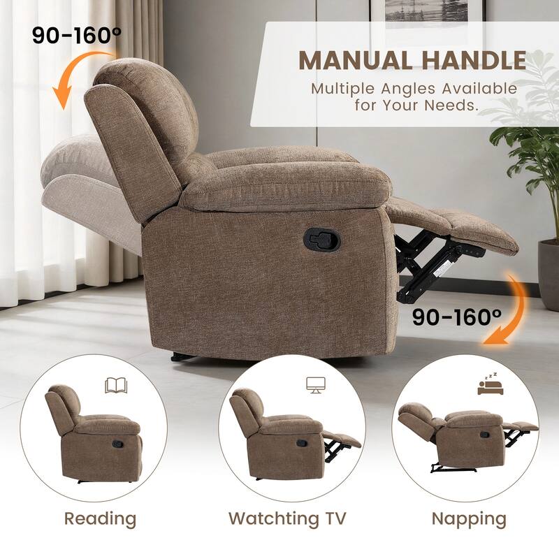 3PC Modern Fabric Manual Recliner Sofa Set, Couch, Loveseat w/Console, Recliner