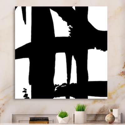 Designart "Black & White Crossing Paths II" Modern & Contemporary Canvas Artwork Print