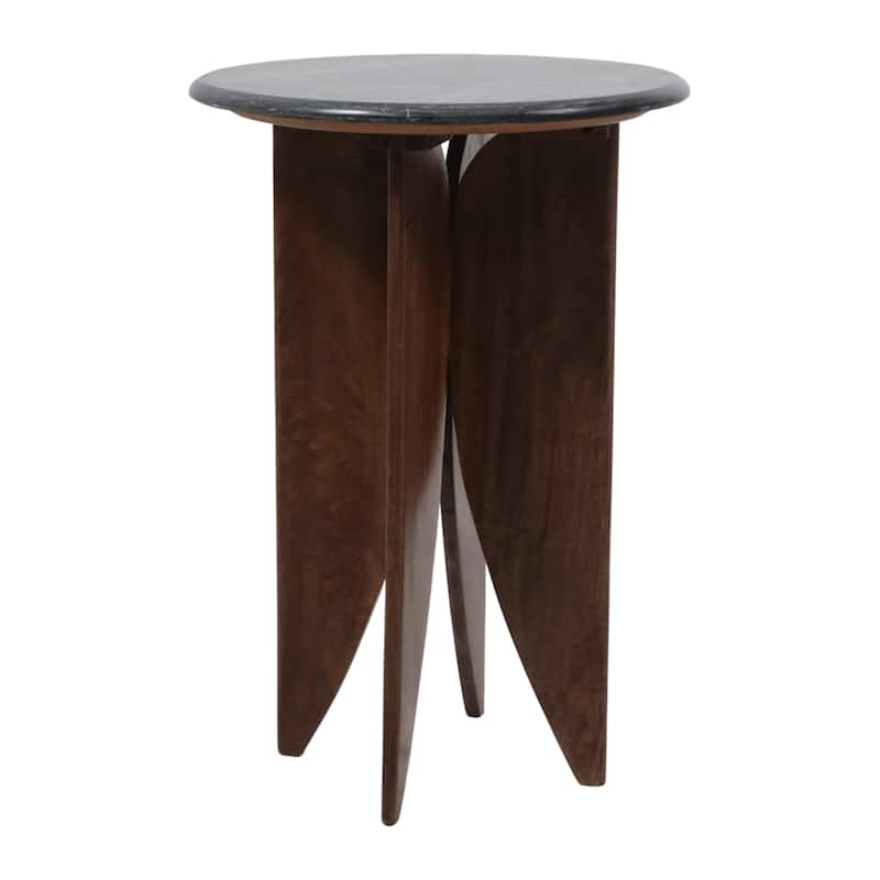 Contemporary Round Pedestal Stone Top Accent Table - 24"