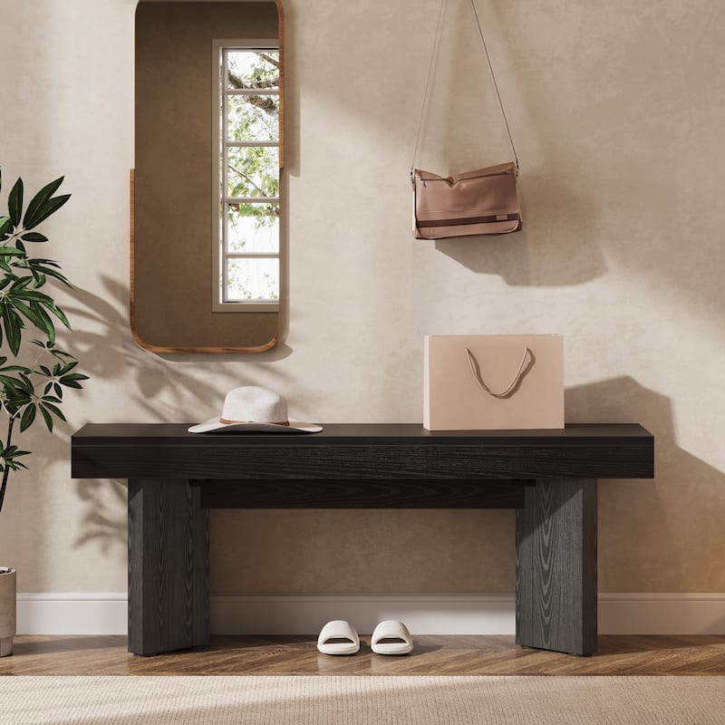 Wooden Farmhouse Indoor End of Bed Entryway Bench for Bedroom