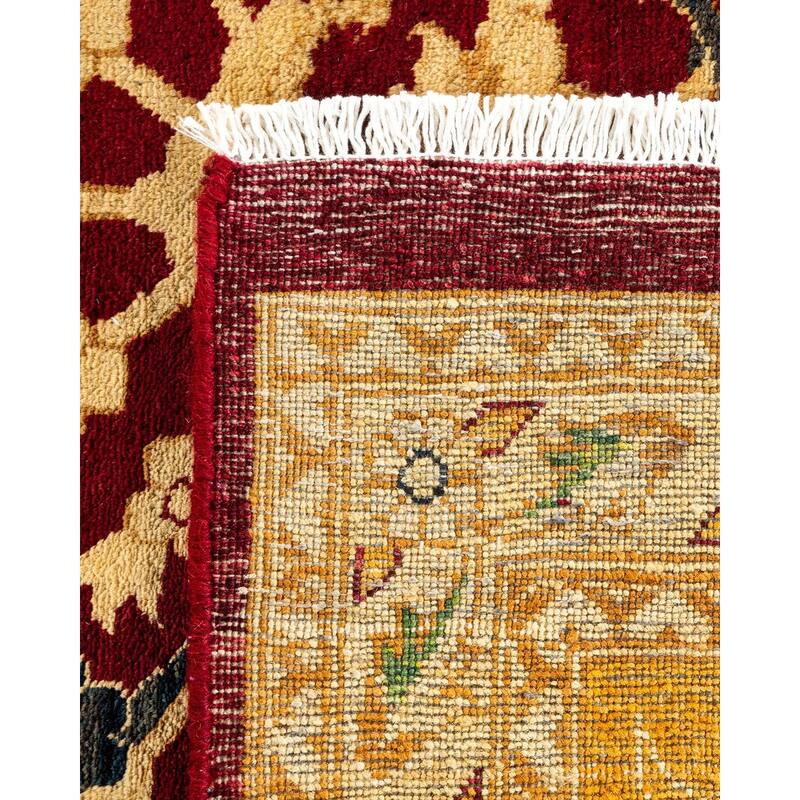 Overton Hand Knotted Wool Vintage Inspired Traditional Ottoman Gold Area Rug - 8' 10" x 12' 0"
