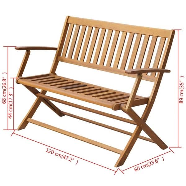 Shop Vidaxl Folding Solid Acacia Wood Garden Bench Outdoor House