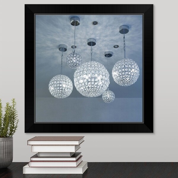 "Various crystal globe chandelier lighting fixtures" Black Framed Print