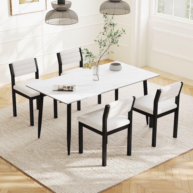 Gymax Dining Chair Set of 4 Sherpa Upholstered Kitchen Chairs w/ Wood