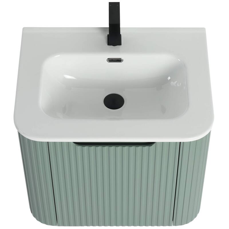 Caskvalley Modern Bathroom Vanity with Straight Fluted Design - Sink Included