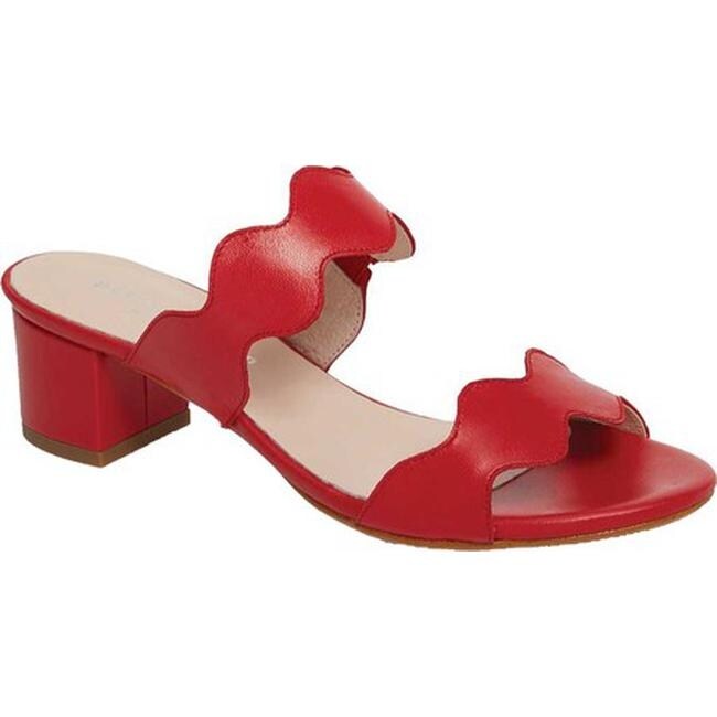 Palm Beach Block Heel Slide Red Leather 