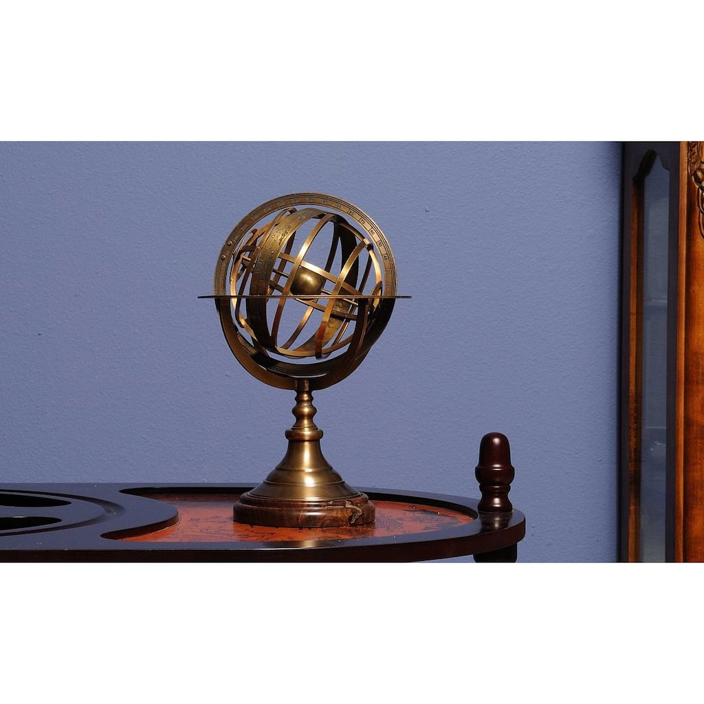 HomeRoots 7" X 7" X 11.5" Armillary Sphere On Wood Base - 7' X '11.5' X '7
