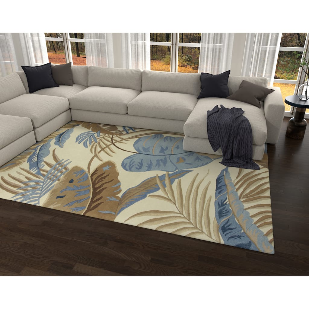 Domani Camila Ivory/Blue Tropics Hand-tufted Wool Area Rug