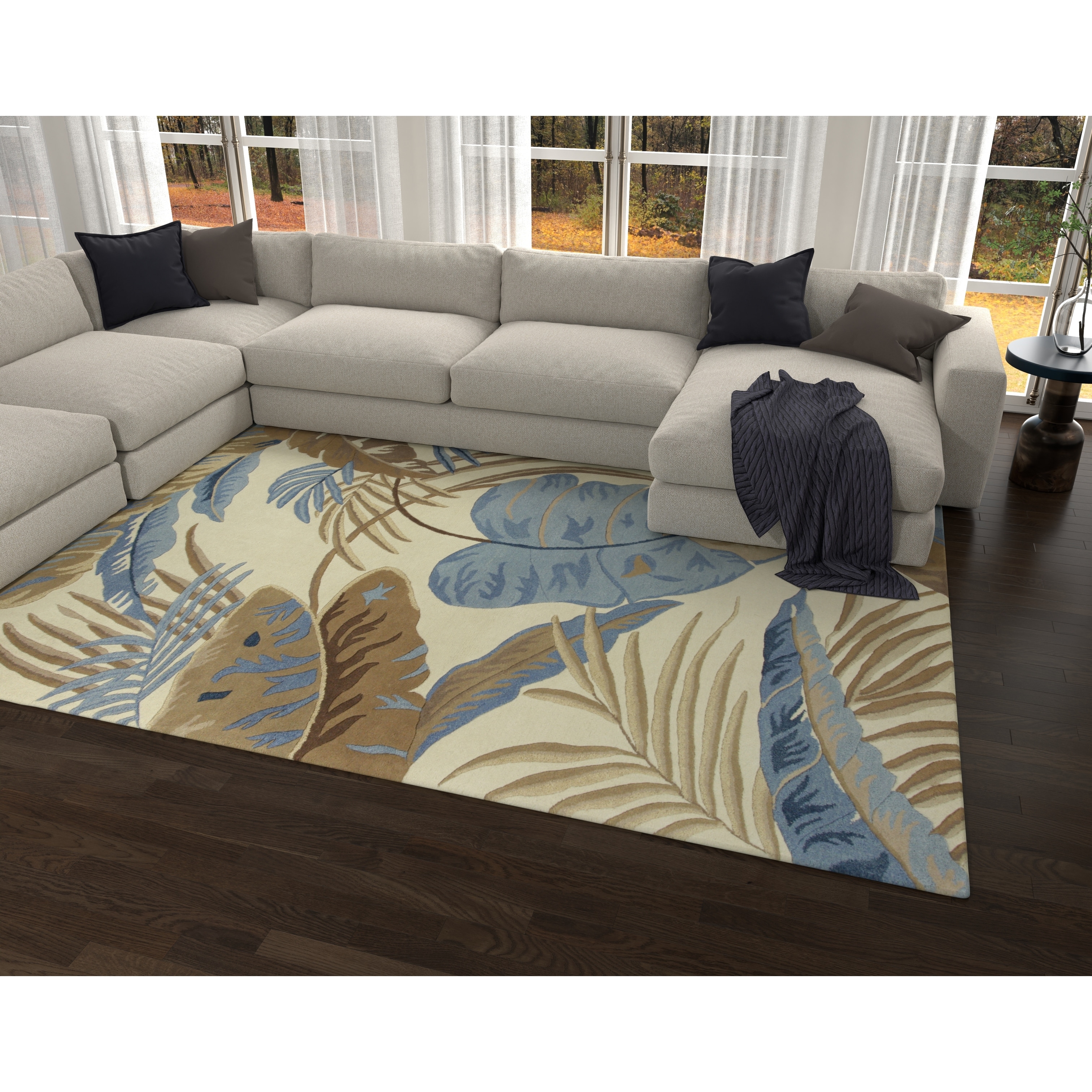 Domani Camila Ivory/Blue Tropics Hand-tufted Wool Area Rug