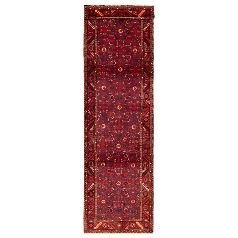 ECARPETGALLERY Hand-knotted Andelz Red Wool Rug - 3'7 x 13'1 - Red - 3'7 x 13'1