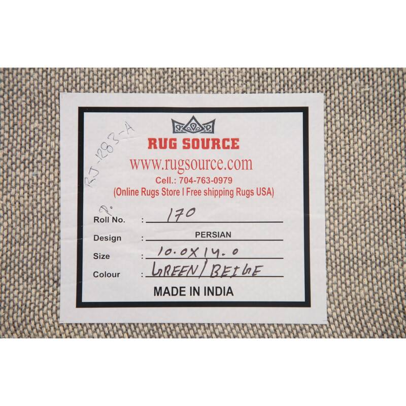Traditional Agra Green Area Rug Hand-Tufted Wool Carpet
