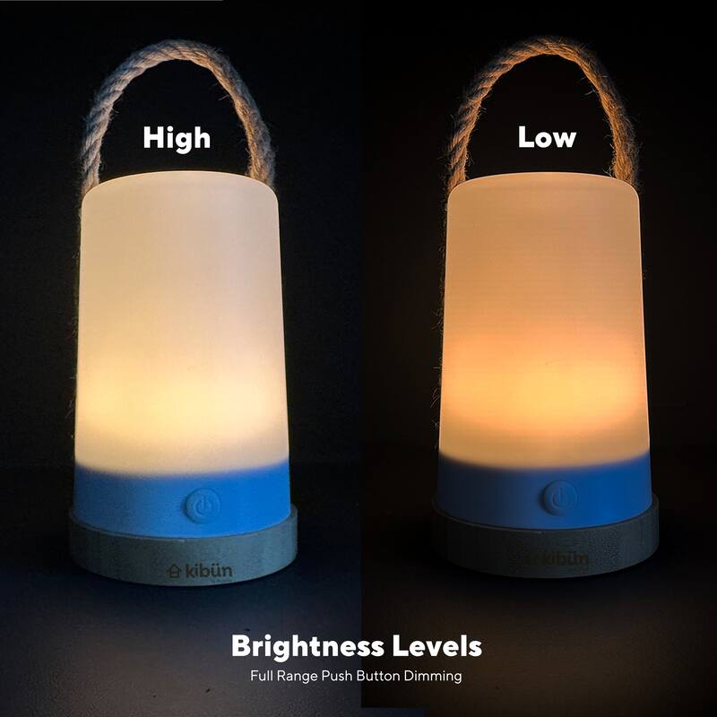 Kibun by Bulbrite Groove Cordless LED Outdoor Table Lamp with Dimmer, Built-in Rechargeable Battery, 3-Level Brightness, White