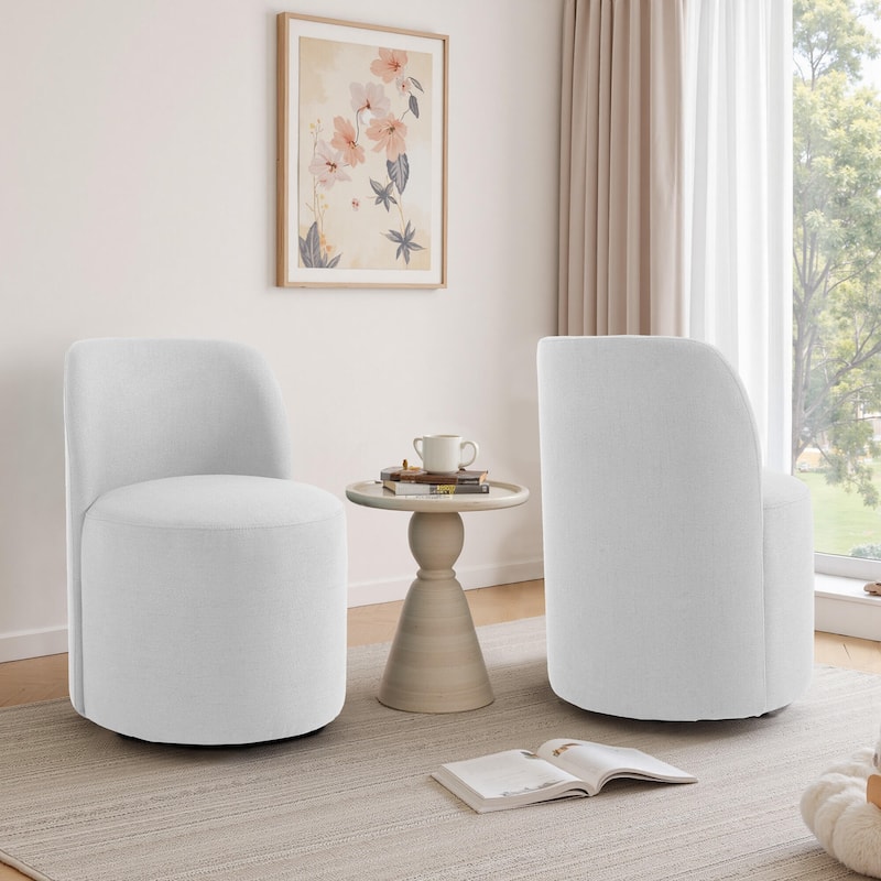 Modern Linen Upholstery Dining Chair Barrel Chair