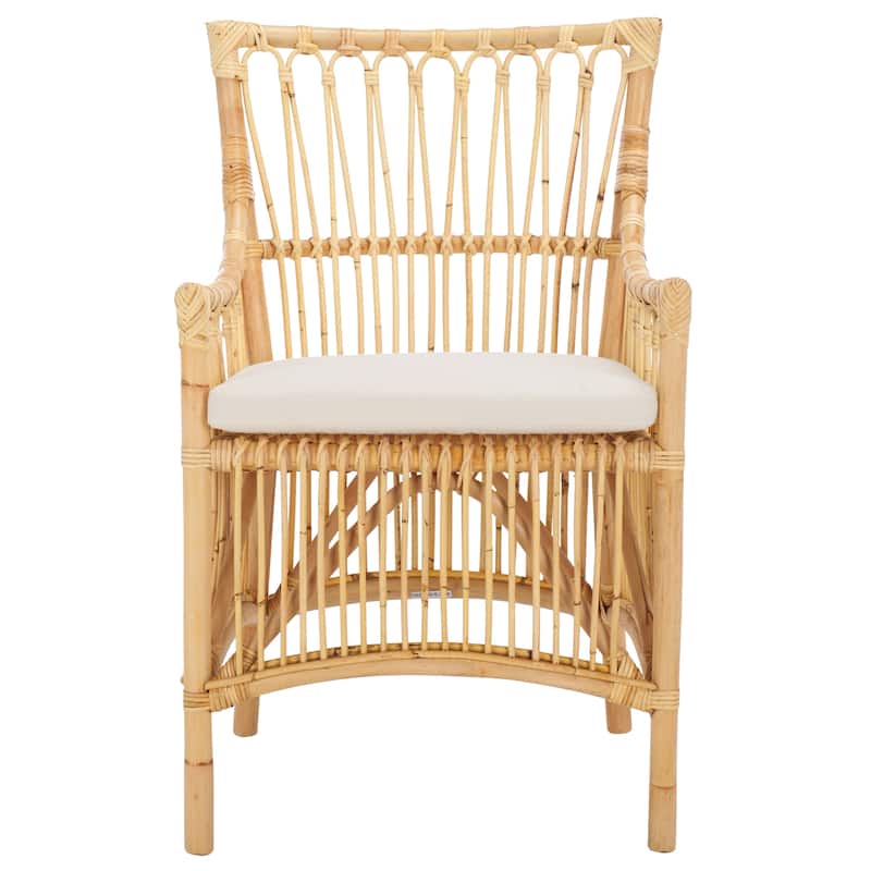 SAFAVIEH Zorianna Solid Wood Dining Chair with Cushion (Fully Assembled) - 22"W x 22"D x 36"H - White/Natural