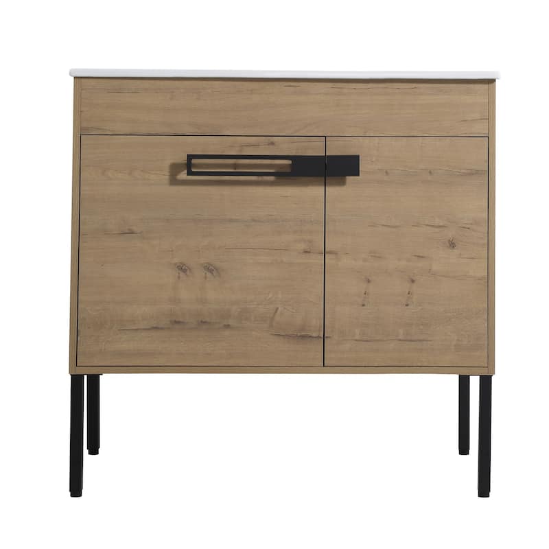 Topcraft Bathroom Vanity with Ceramic Sink - Imitative Oak - 36"