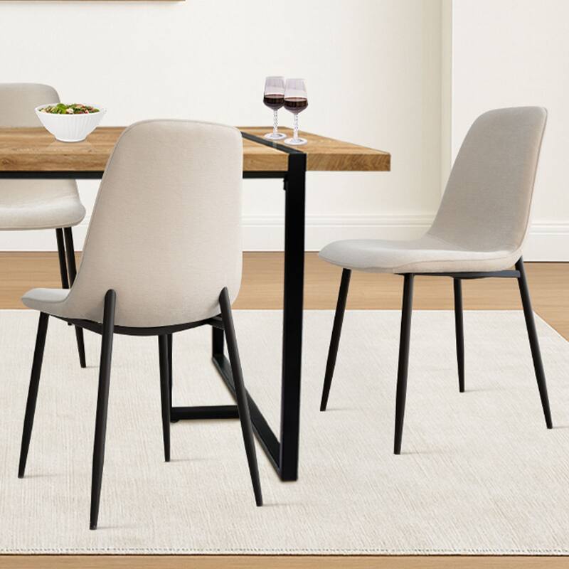 Rectangular Dining Table Set for 4 with Upholstered Chairs