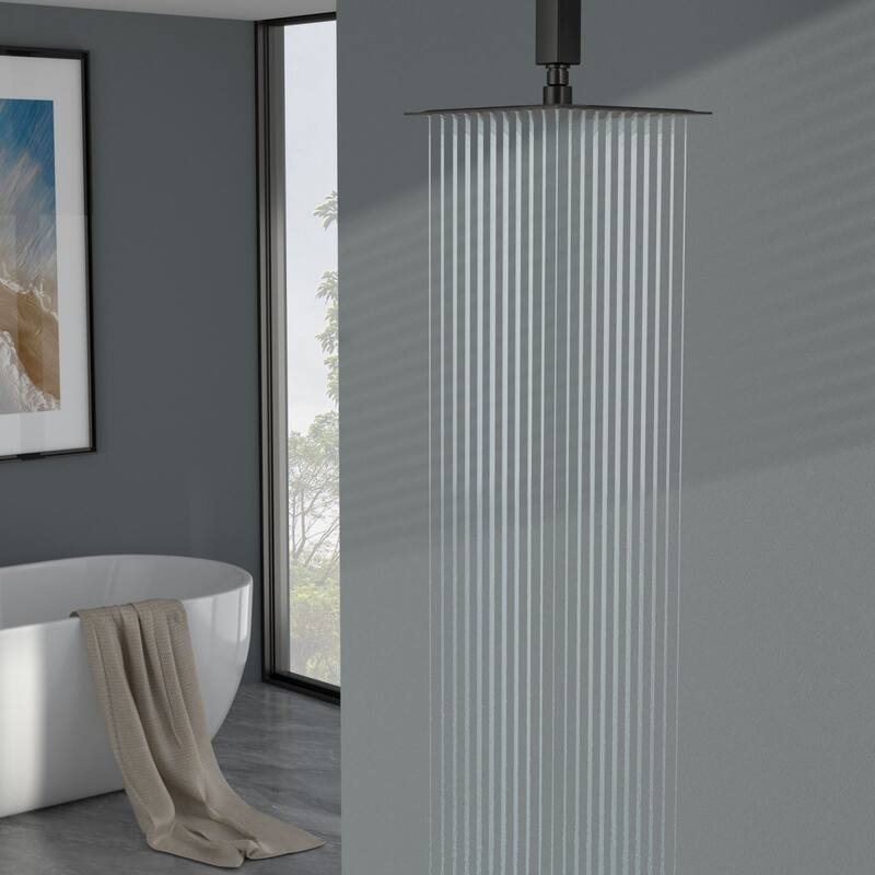 8/10/12/16 Inch Adjustable Rainfall Shower Head Wall-mounted Solid Square Ultra Thin 304 Stainless Steel