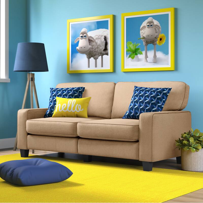 Serta Palisades Upholstered 73" Sofas for Living Room Modern Design Couch, Straight Arms, Soft Upholstery, Tool-Free Assembly