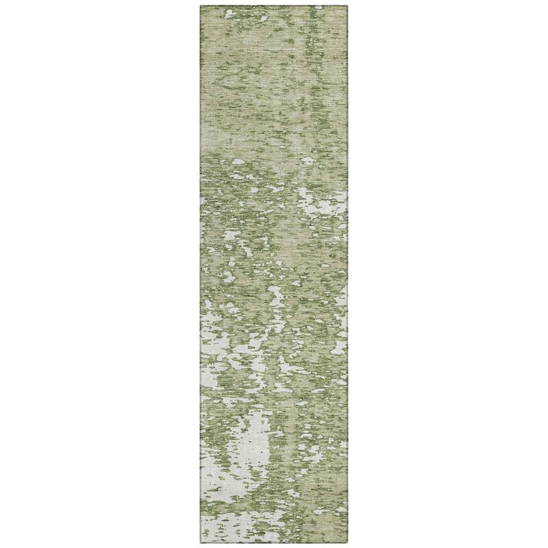 Machine Washable Indoor/ Outdoor Abstract Pixels Chantille Rug
