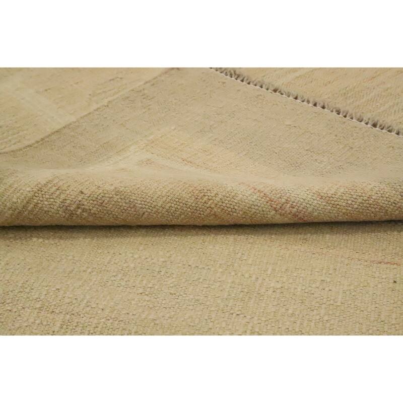 Hand Woven Oriental 100% Wool Carpet Southwestern Tribal Yellow & Gold Kilim Area Rug - 8' 8'' X 6' 1''