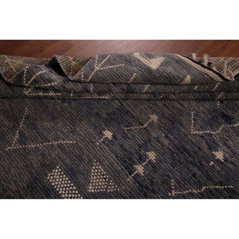 Gray & Blue Moroccan Area Rug Hand-Knotted Wool Carpet - 6'1"x 9'5"