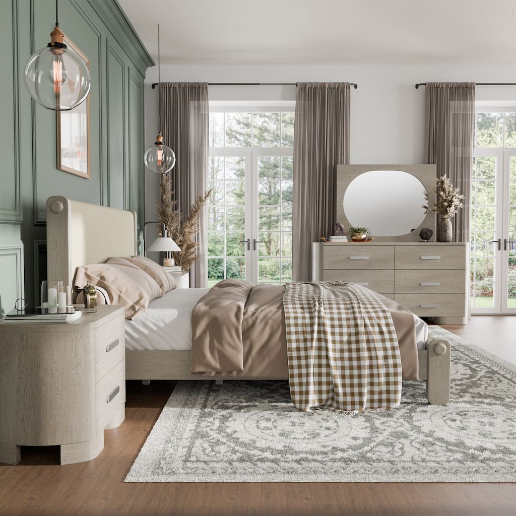 Furniture of America Weegin Modern 5-Piece White Oak Wood Panel Bedroom Set