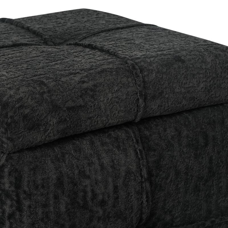 Adeco Boucle Storage Ottoman Footstool for Living Room